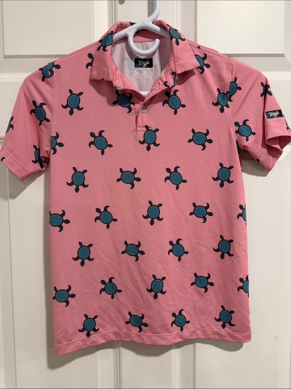 Waggle Polo with Teal Turtle Print